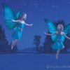Over calm and night shrouded water, two fairies set out on an adventure to fly from one side of the lake to the other. A digital painting by Stephen John Smith.