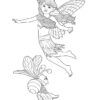 A fairy and a happy bug twirl around each other in midair. A digital drawing by Stephen John Smith.