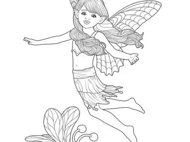 A fairy and a happy bug twirl around each other in midair. A digital drawing by Stephen John Smith.