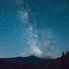 Evening landscape with stars in the sky